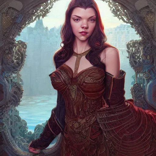 Prompt: Adult Anya Taylor-Joy, intricate, elegant, highly detailed, centered, digital painting, artstation, concept art, smooth, sharp focus, illustration, art by artgerm and donato giancola and Joseph Christian Leyendecker, Ross Tran, WLOP