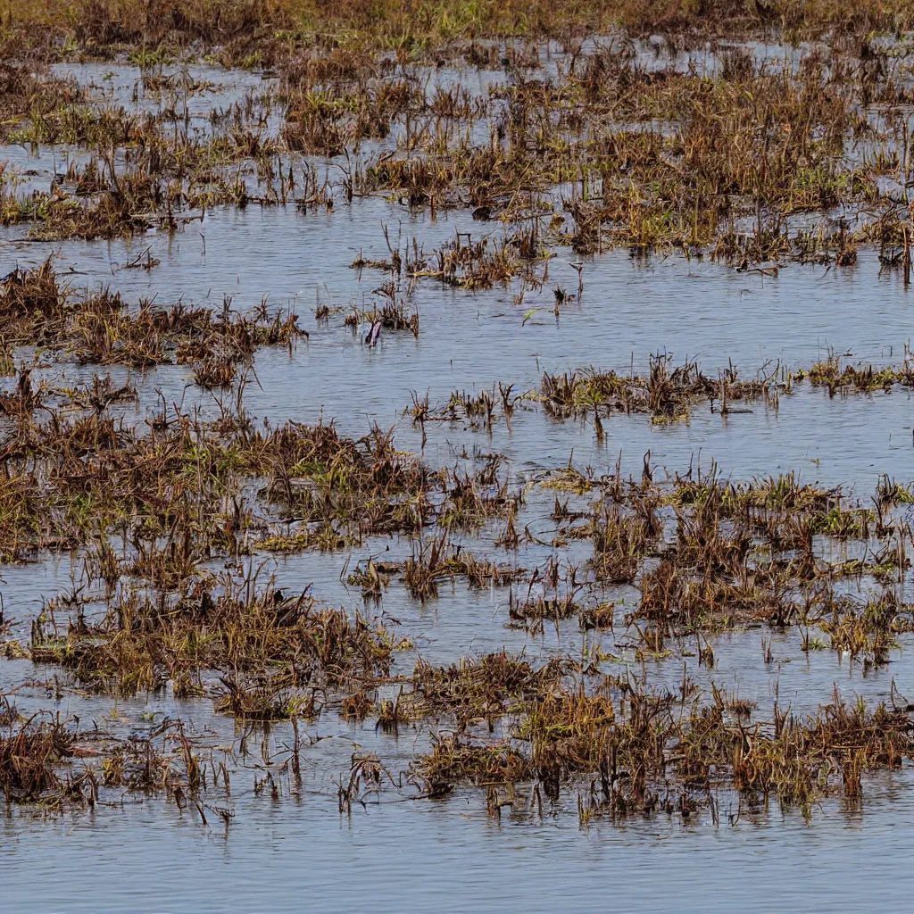 Prompt: wetlands on fire, sad capybara