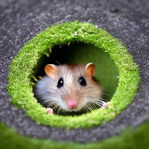 Image similar to “ little hamster coming out of a hole on a luxurious golf course ”