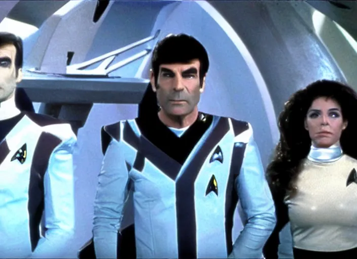 Image similar to a still from a 1 9 8 0 s sci - fi tv show, star trek the next generation, babylon 5, quantum leap,