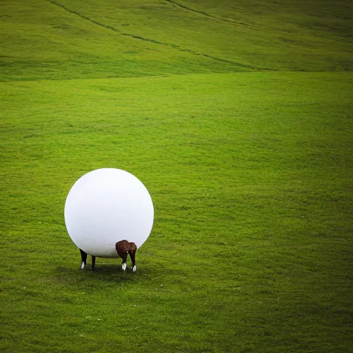 Image similar to a sphere shaped cow in a field, leica summilux 5 0 mm f / 1. 4