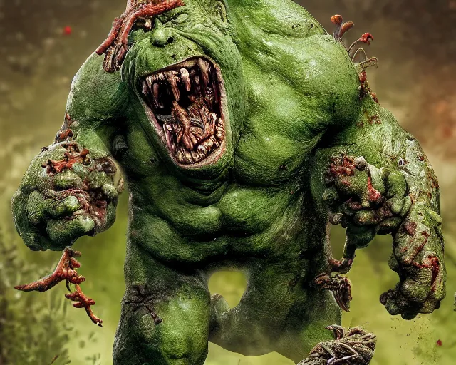 Prompt: 2 0 0 mm wildlife photography of an infected fungal horror giant hulk zombie running. highly detailed 8 k. intricate. lifelike. nikon d 8 5 0.