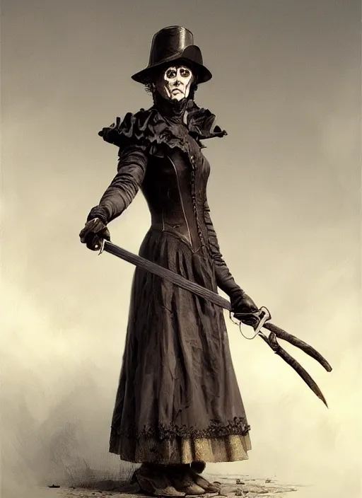 Prompt: hyper realistic photo of victorian executioner queen horror full body, cinematic, artstation, cgsociety, greg rutkowski, james gurney brom