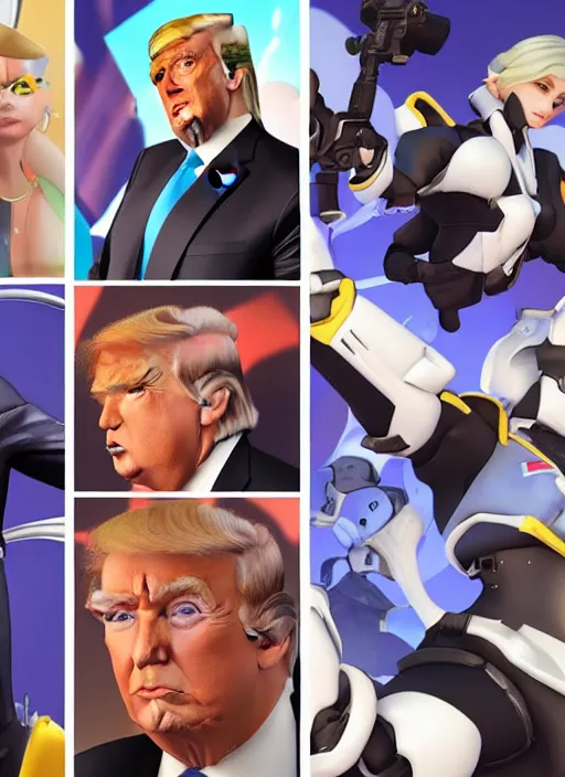 Image similar to donald trump as overwatch character instagram photo shoot