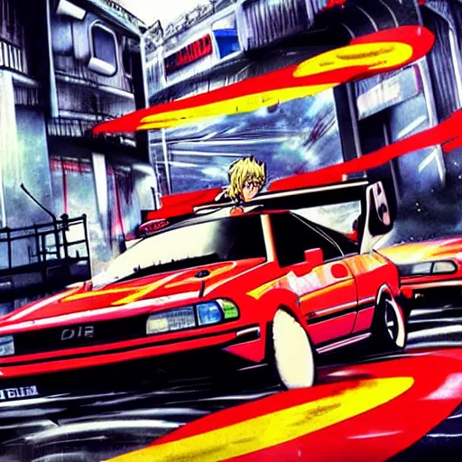 Image similar to initial d set in budapest, anime art,