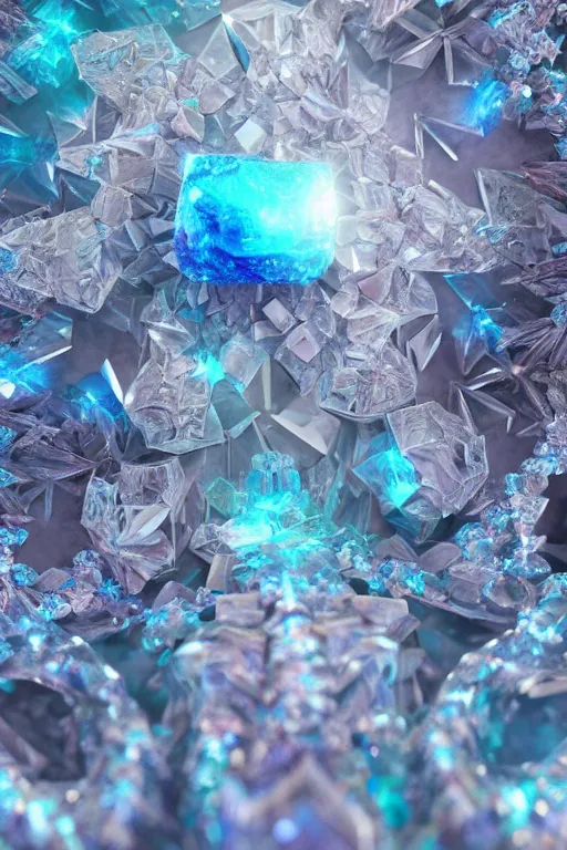 Image similar to a very beautiful crystalline hand carved from crystals and geodes, fractal, refraction, cinematic color grading, hyper - realism, elegant, detailed, octane render, 8 k