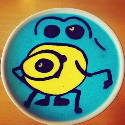 Prompt: instagram photo of latte art of a minion