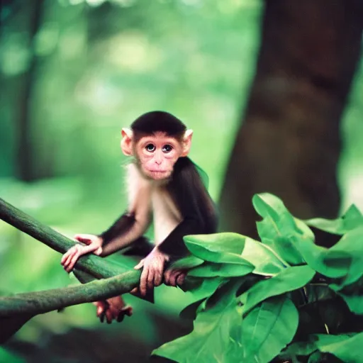 Prompt: cute baby monkey photo, KODAK Portra 160 Professional