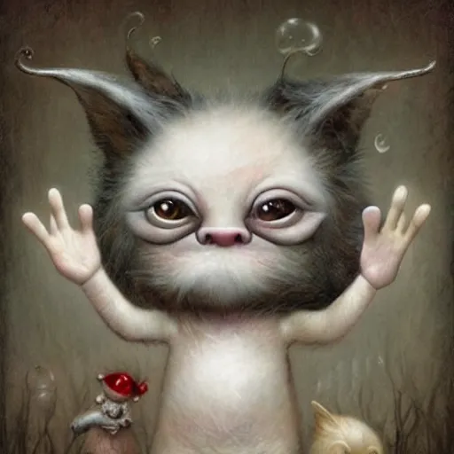 Image similar to a weird surreal and whimsical furry creature, fantasy concept art by nicoletta ceccoli, mark ryden, lostfish, max fleischer