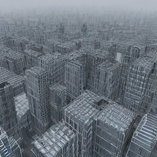 Prompt: recursive modular brutalist city building, photo realistic, 8k octane render, rem koolhaas