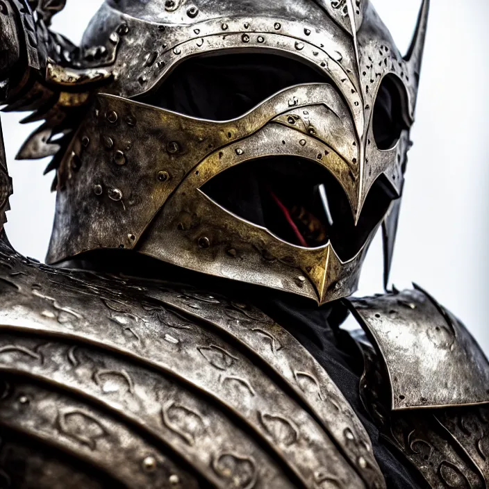 Image similar to photo of a warrior with metal dragon themed armour and helmet, highly detailed, 4 k, hdr, smooth, sharp focus, high resolution, award - winning photo