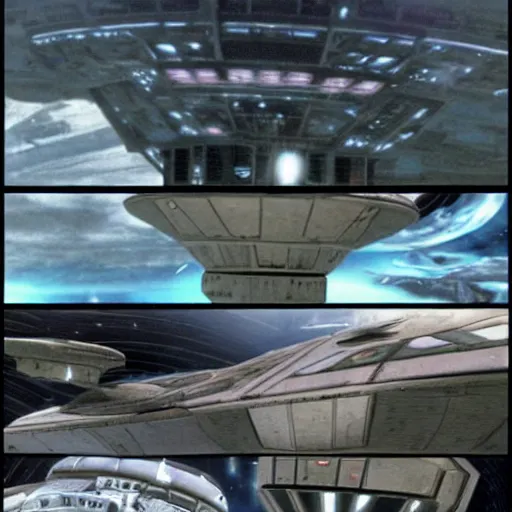 Prompt: The Starship Enterprise 1701-D chasing the Millenium Falcon