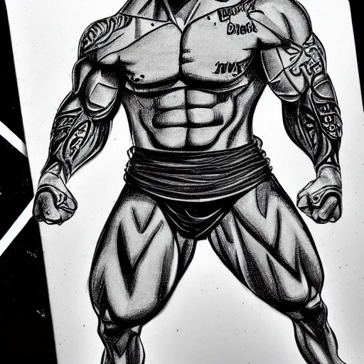 Prompt: dwayne johnson as manga character of one piece, ultra detail sketch