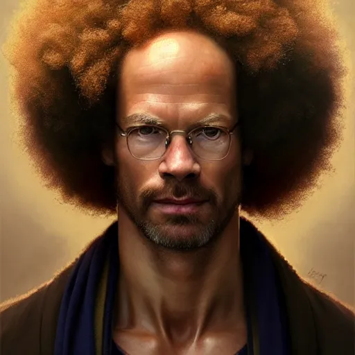 Prompt: Erik Ten Hag with an afro, Ajax coach, closeup, D&D, fantasy, intricate, elegant, highly detailed, digital painting, artstation, concept art, matte, sharp focus, illustration, art by Artgerm and Greg Rutkowski and Alphonse Mucha