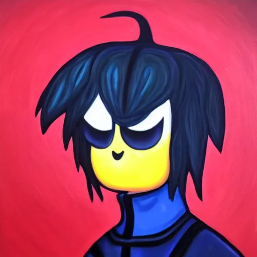 Image similar to a very very very very elegant oil painting of kris from deltarune, oil painting, full body, smooth paint