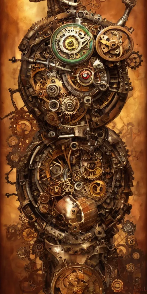 Prompt: machine heart, anatomically correct, cogwheels, mechanical, photorealistic, high detail, steampunk - style by esao andrews, artstation, illustration