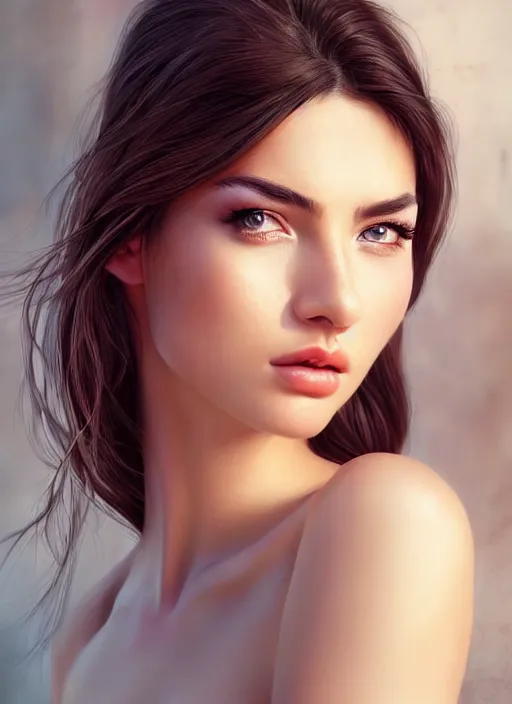 Image similar to a gorgeous greek female photo, professionally retouched, soft lighting, realistic, smooth face, full body shot, torso, dress, perfect eyes, sharp focus on eyes, 8 k, high definition, insanely detailed, intricate, elegant, art by artgerm and jason chan