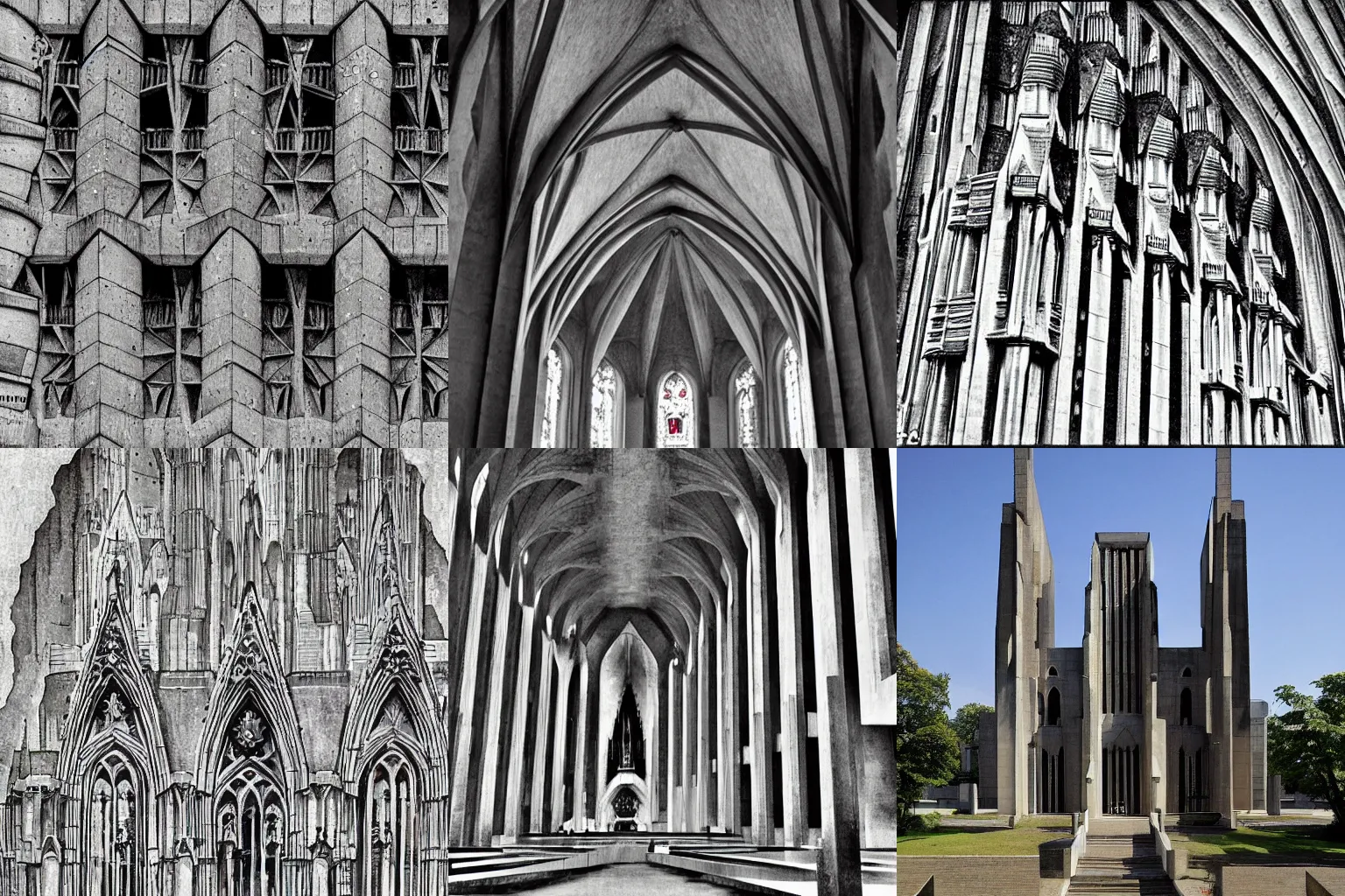 Prompt: brutalism cathedral traditional indan art