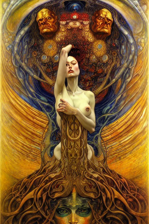 Image similar to Divine Chaos Engine by Karol Bak, Jean Delville, William Blake, Gustav Klimt, and Vincent Van Gogh, symbolist, visionary