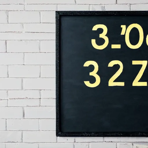 Image similar to blackboard with numbers 3 2 2 0 written on it