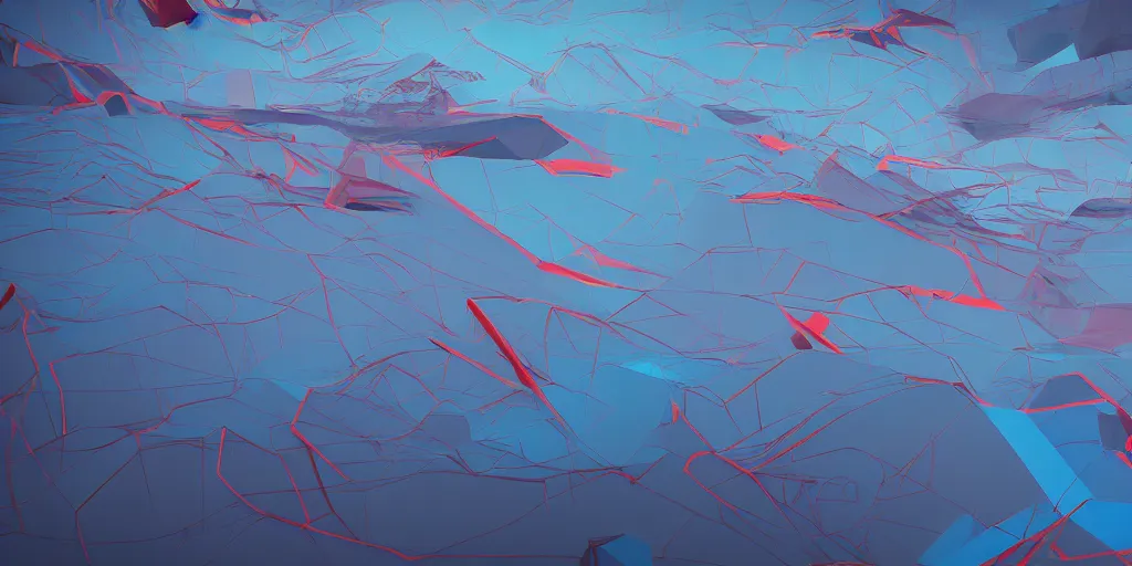 Prompt: abstract 3d landscape painting at noon painted by james jean and zaha hadid in no mans sky style, redshift, octane