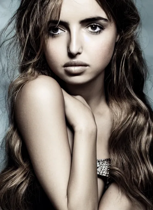 Prompt: a portrait of ana de armas by mario testino, head shot, award winning, cover of vogue, sony a 7 r