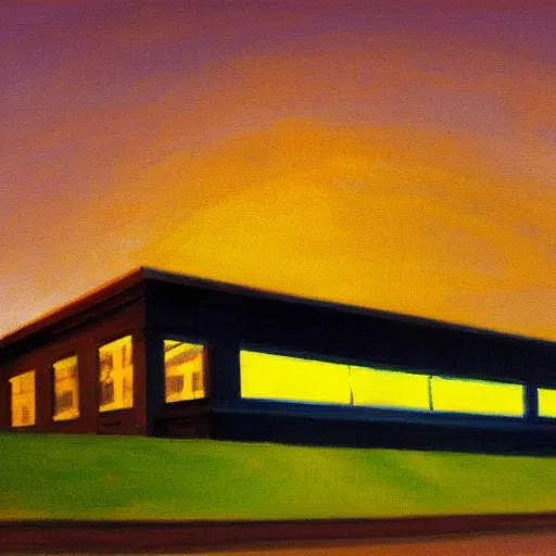 Image similar to painting of the end of the world in the style of Edward Hopper