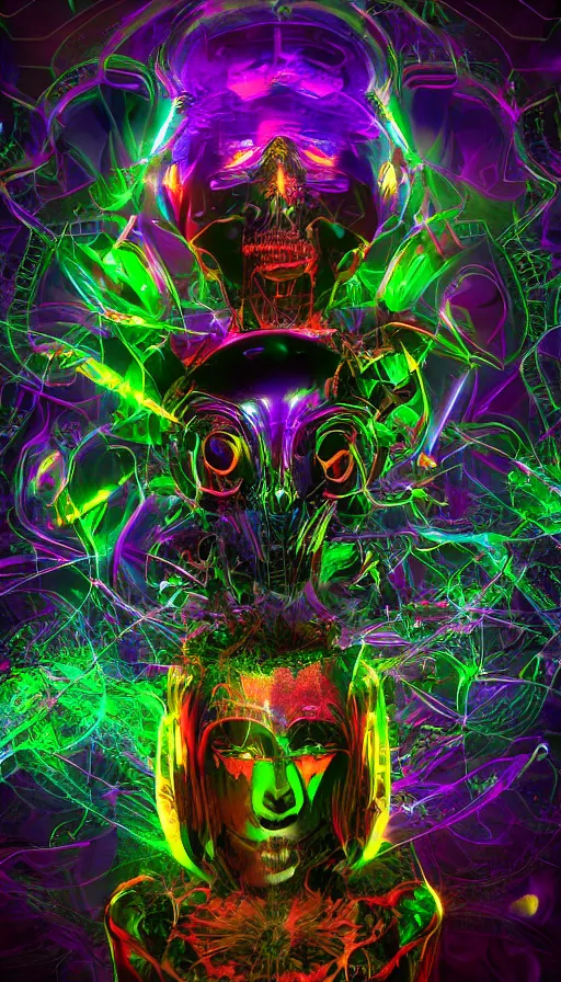 Image similar to psytrance artwork, with 3 d render