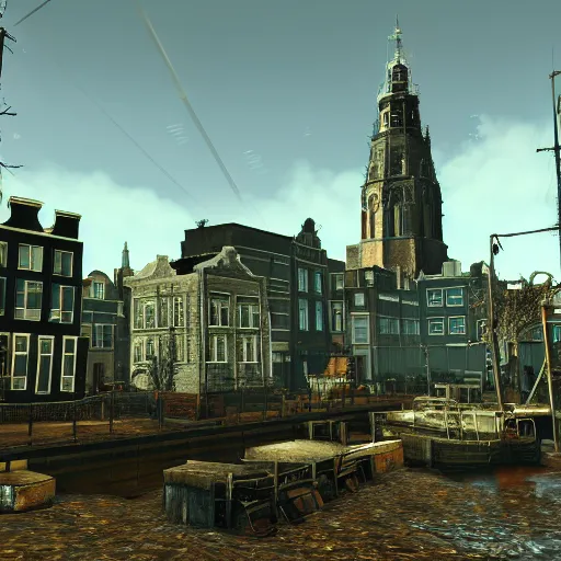 Image similar to Amsterdam in Fallout 4