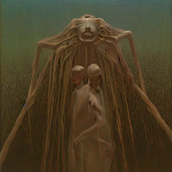 Image similar to a Painting representing mind games and delusions, Zdzislaw Beksinski, Ivan Seal, The Caretaker, Leyland Kirby