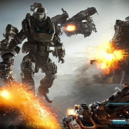 Prompt: Joe Biden as a character in the game Titanfall, full body portrait