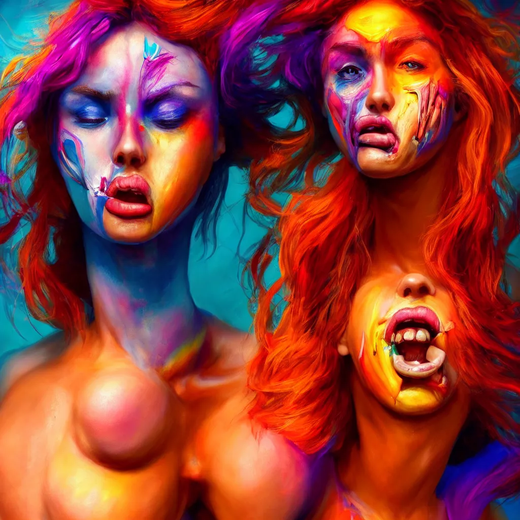 Image similar to a dream about an anatomically correct beautiful young woman who has been constipated for her entire life. vivid colors. masterpiece, trending on artstation, cinematic composition, dramatic pose, volumetric lighting, sharp, details, hyper-detailed, HD, 4K, 8K realistic photoshooting, color film photography, 35mm,