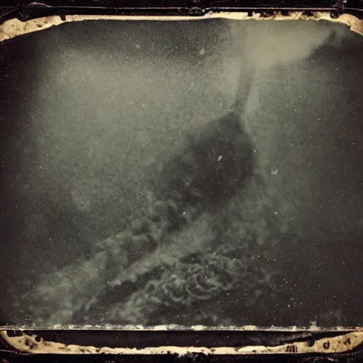 Image similar to tintype photo, underwater, tornado