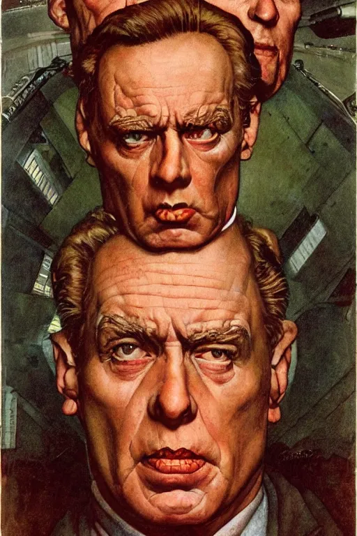 Image similar to Quaid from Total Recall painted by Norman Rockwell