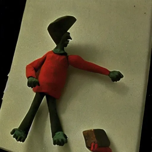 Image similar to a claymation film still of anthropomorphe statuette / bresil / collection / jeu et jouet / claymation by bruce bickford / 6 0 s