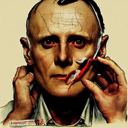 Image similar to hannibal lecter by norman rockwell