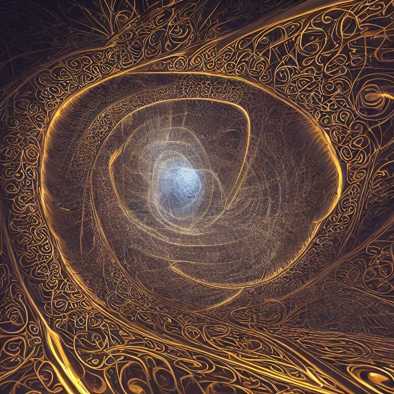 Prompt: a light streak fractals and ornate flowing light streams sacred geometry, unreal engine