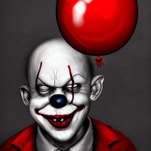 Prompt: surrealism grunge cartoon portrait sketch of a ghost with a wide smile and a red balloon by - michael karcz, loony toons style, pennywise style, horror theme, detailed, elegant, intricate