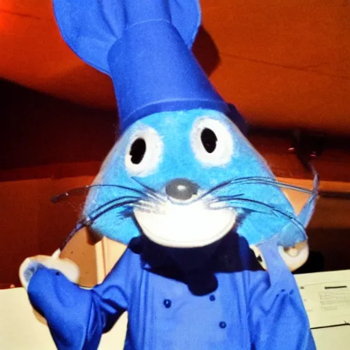 Prompt: blue rat with chef's hat