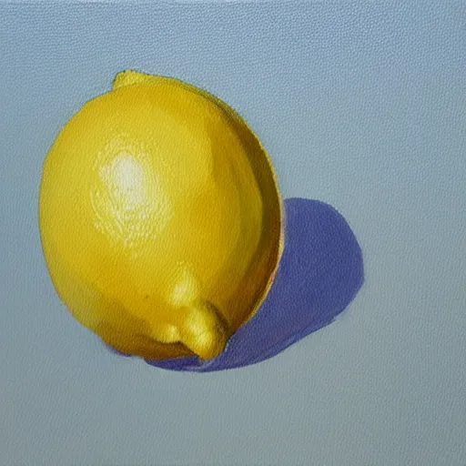 Image similar to oil on canvas painting of a lemon