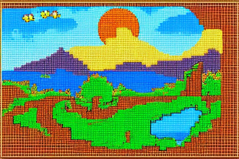 Image similar to pixel art landscape of a beautiful landscape, pixel art