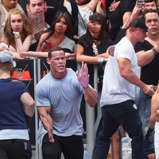 Prompt: john cena being seen by people, you cant see john cena