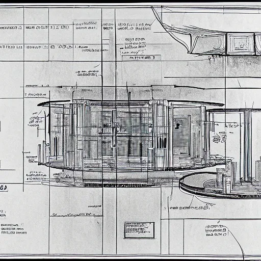 Prompt: professional blueprints for a time machine, real, coffee stains, highly detailed line work