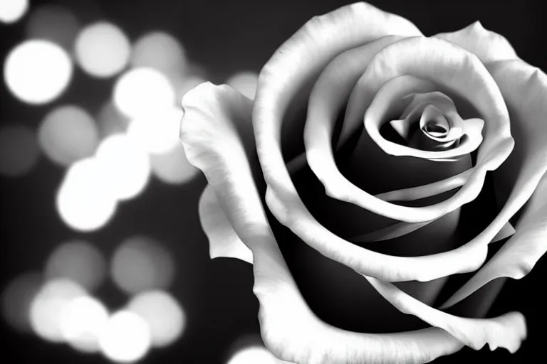 Image similar to still photo of roses buring in flames, black and white color aesthetic, highly detailed, photorealistic portrait, bright studio setting, studio lighting, crisp quality and light reflections, unreal engine 5 quality render