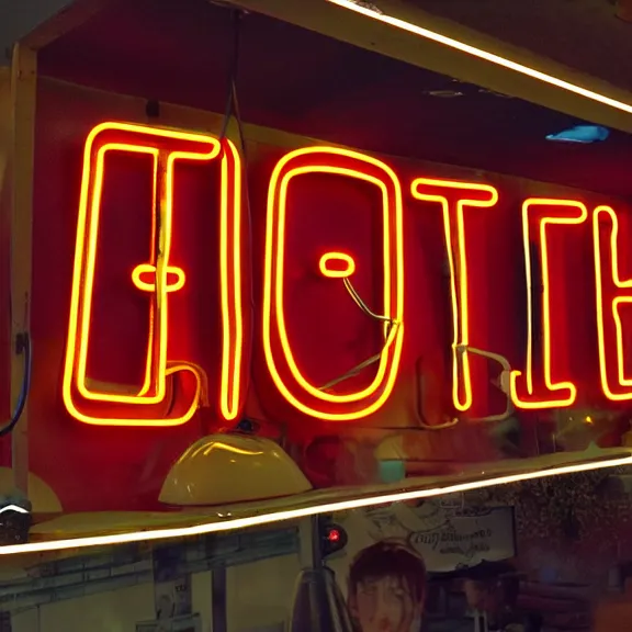 Image similar to neon sign reading hot ; googie, diner