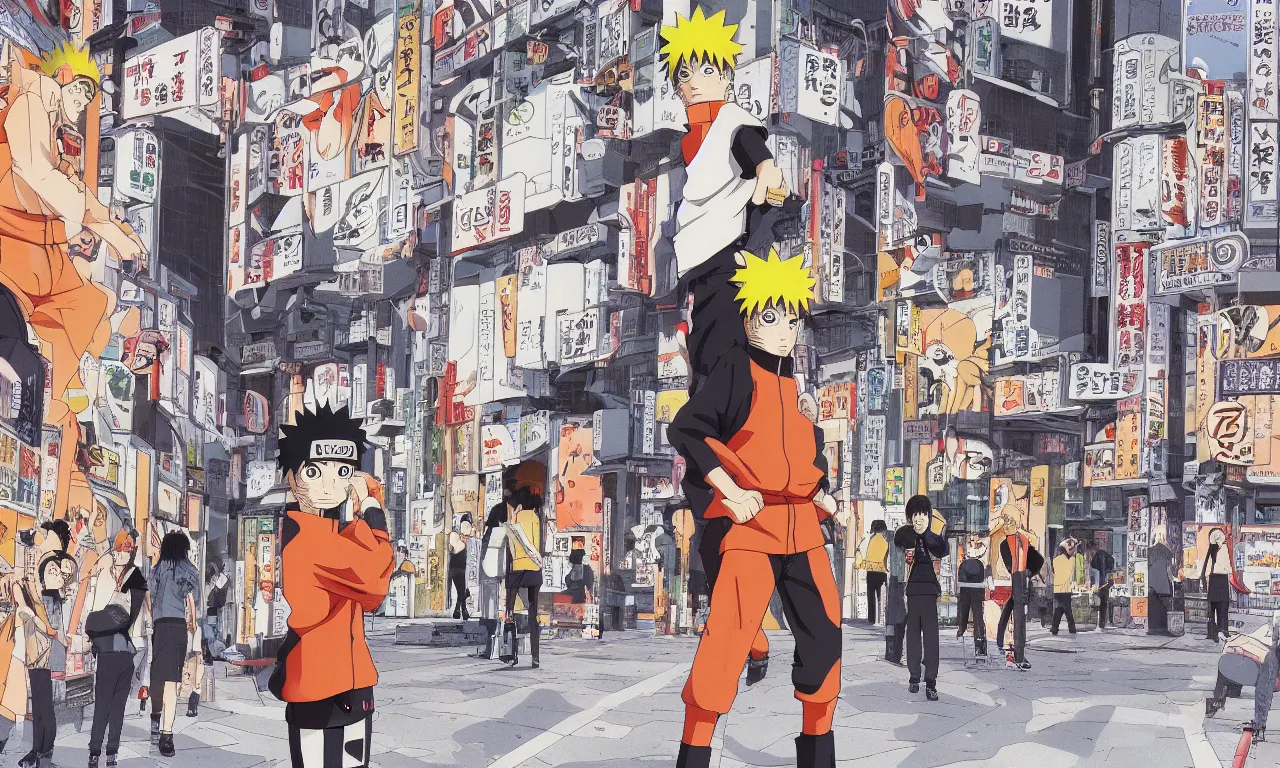 a color manga illustration of naruto standing alone in, Stable Diffusion