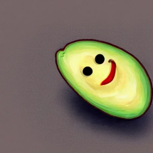 Prompt: avocado with cute smile face kawai art