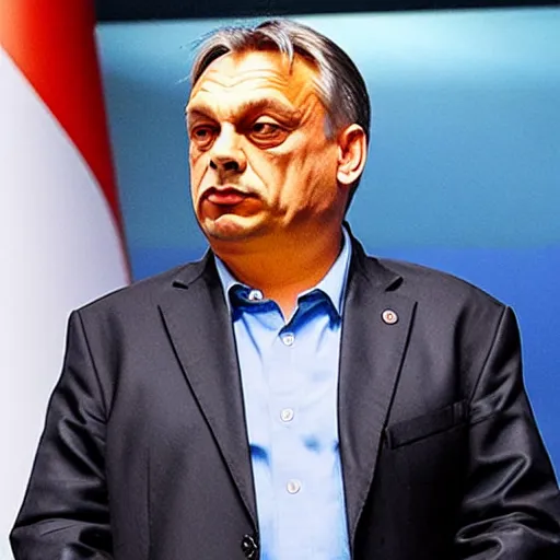 Image similar to Viktor Orban as a skinny man