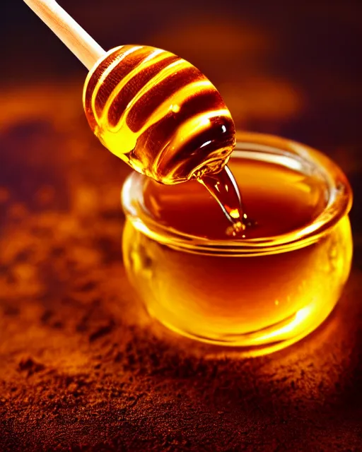 Image similar to honey dipper!!, dripping nectar from the gods, onto the planet earth!!, coating it in honey, highly detailed, dynamic shadows, 4 k, wallpaper, professional photo, caustics