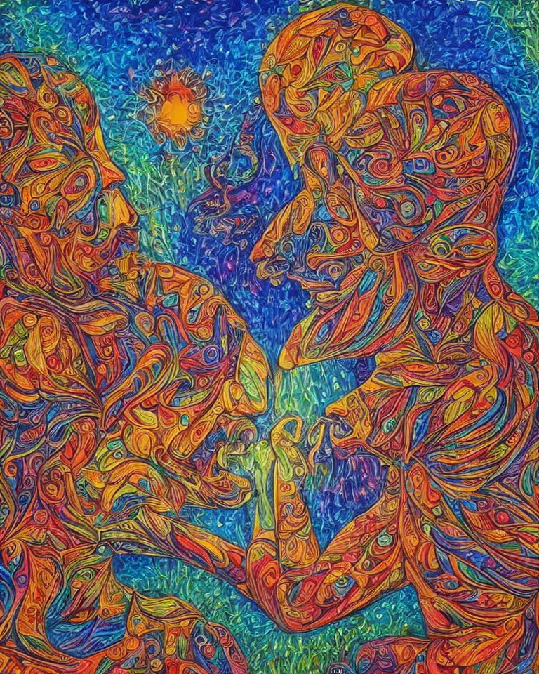 Prompt: visionary art masterpiece that shows the power of love and mutual bonding